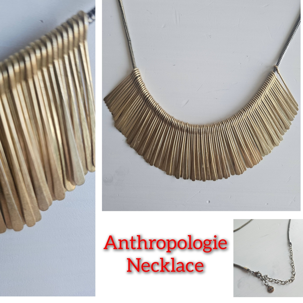 Anthropologie Gold Fringe Necklace